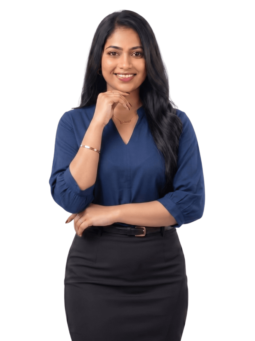 Solid Navy Minimalist Blouse - Ladies Office Blouse, Sri Lanka